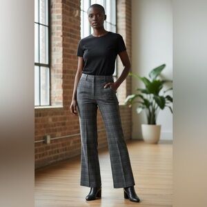 New York & Company Charcoal Checkered plaid Pants size 8 stretch average length